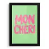 Mon cheri - Groen - Roze fotolijst zwart zonder passe partout klein -3d