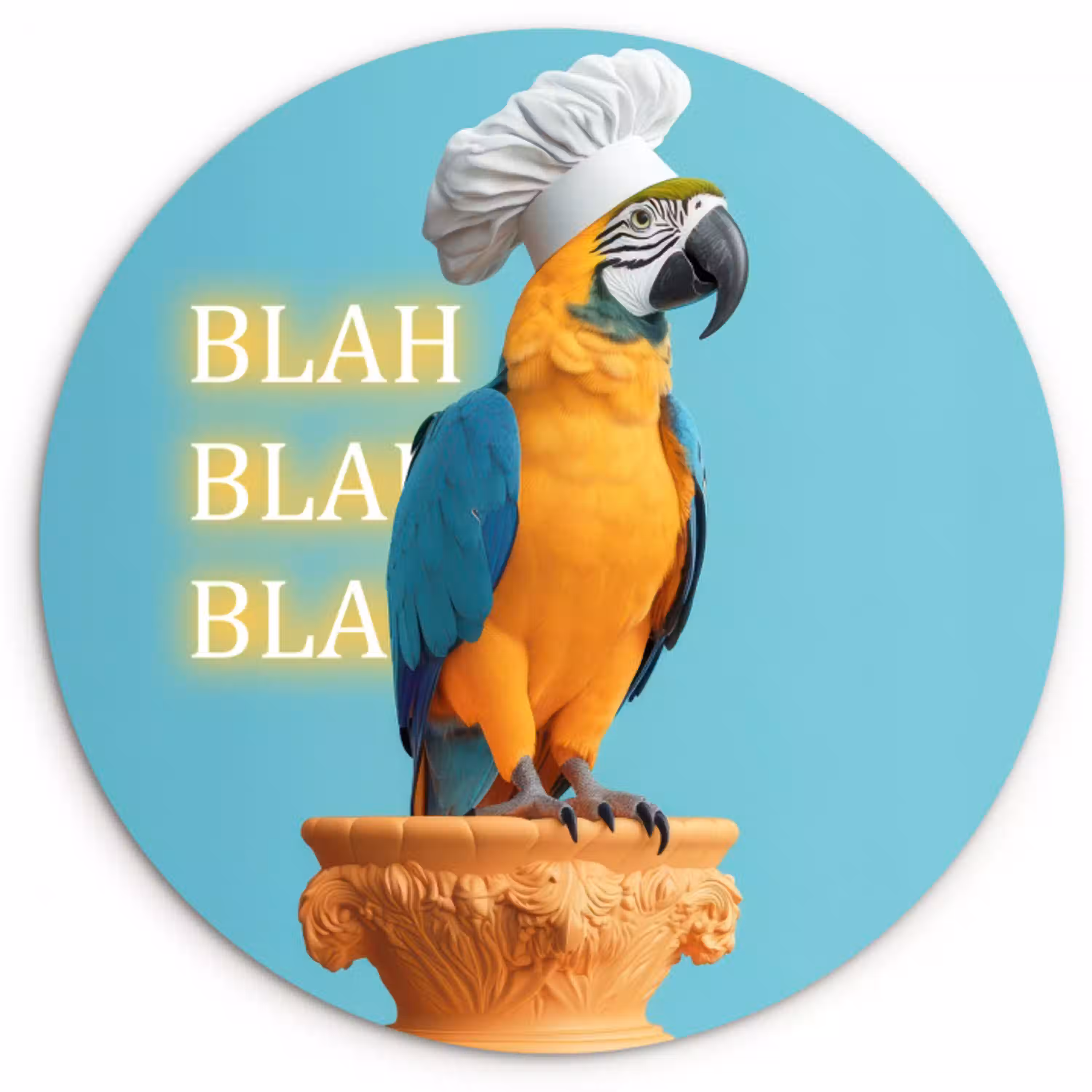Papegaai - Koksmuts - Quote - Neon Wandcirkel kunststof plaat 5mm dik klein -3d