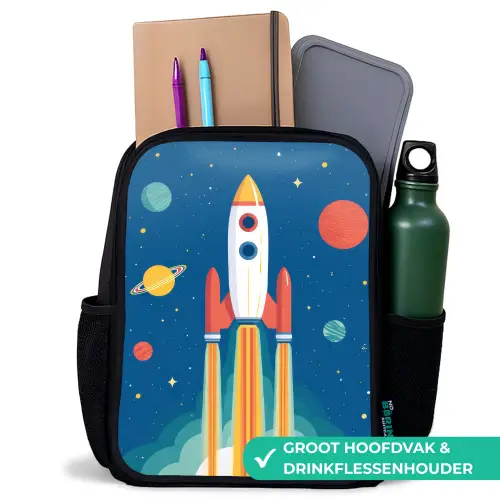 Raket - Planeten - Ruimte Rugzak - Zwart middel -inhoud_NL