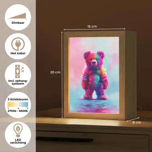 Beer - Kleurrijk - Dier Light Box met kabel klein -USP_NL