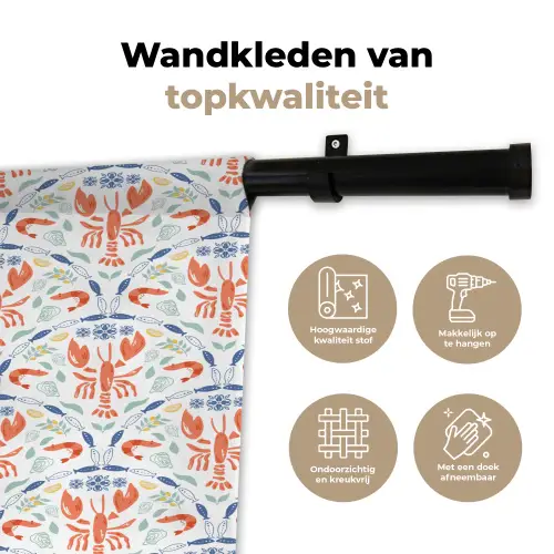 Sfeer - Oranje - Blauw - Groen Wandkleed katoen klein 269 -sfeer2