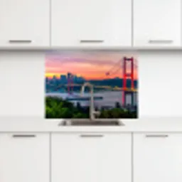 Brug - Rood - Skyline - Water keuken achterwand 2 middel -3d
