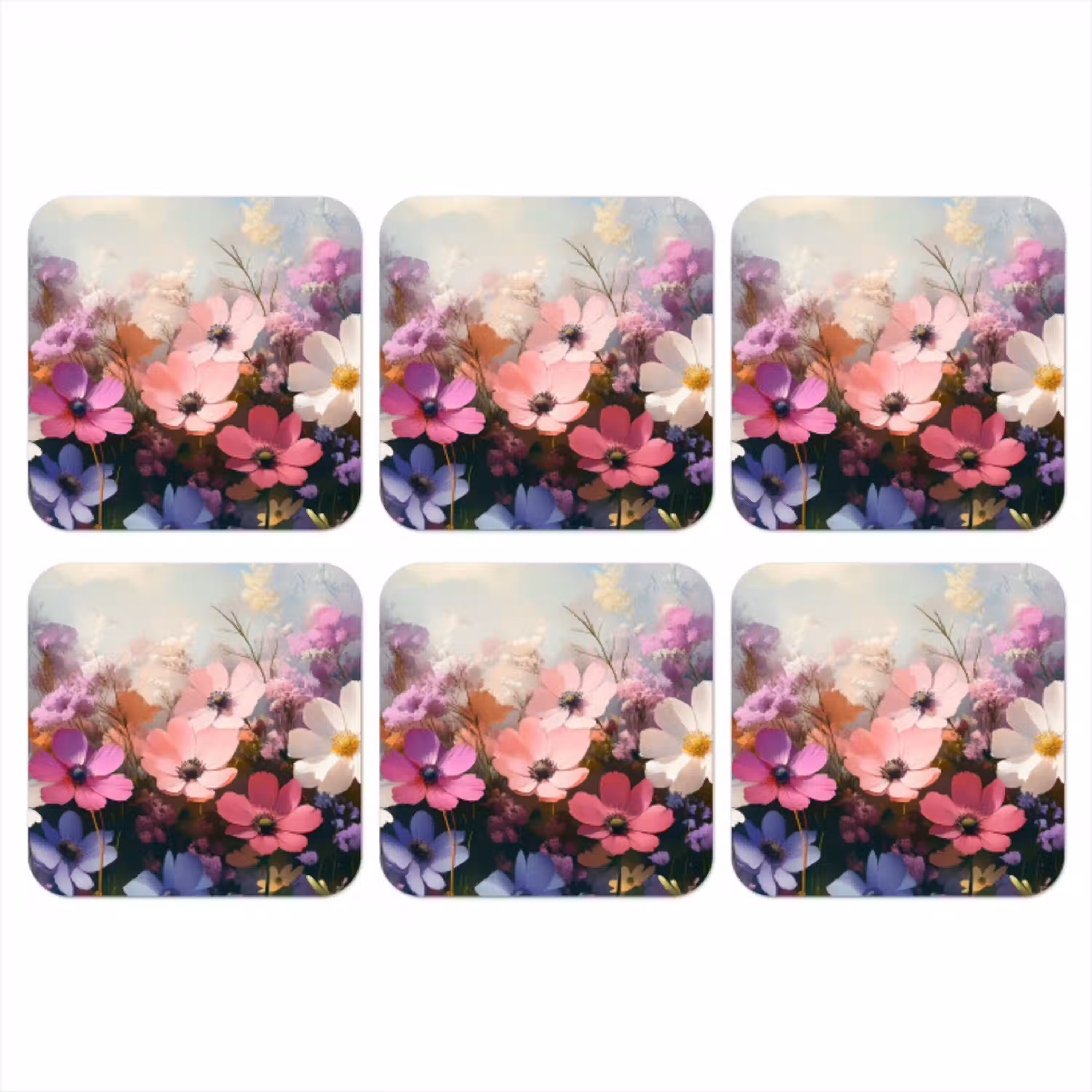 Bloemen - Kleurrijk - Bloei onderzetter kurk middel -3d