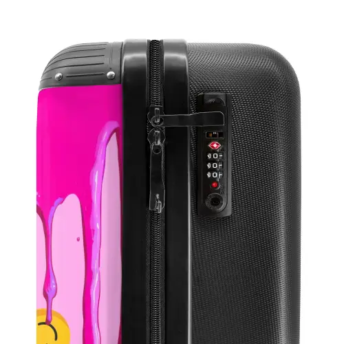 Druipend roze verf over smiley's NBS - Handbagage koffer - Kinderen Unisex middel -slot