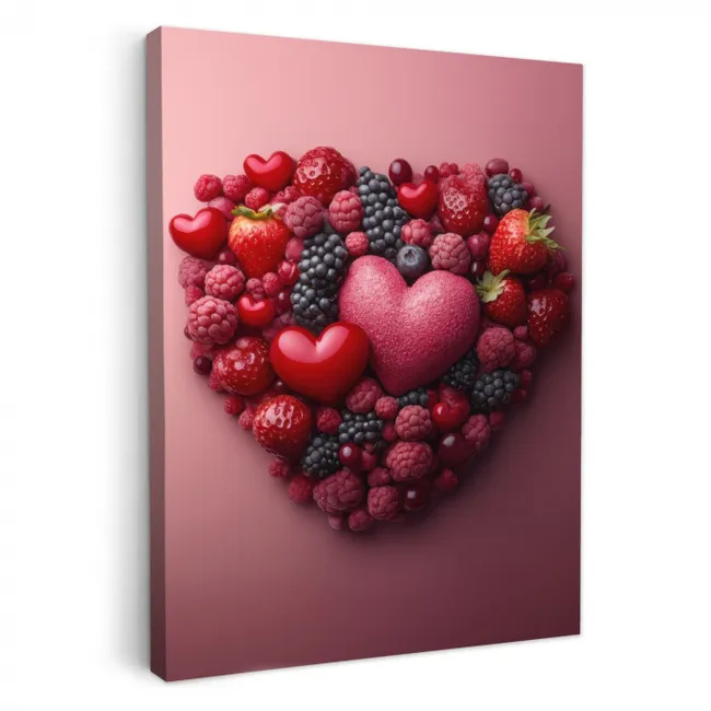 KitchenYeah - Küche - Leinwand - Obst - Herzen - Erdbeeren - Himbeeren - Heidelbeeren