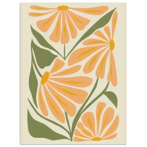Blaadjes - Zachtoranje - Bloemen poster papier klein -3d