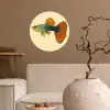 Vis - illustratie - Stippen - Oranje Wandcirkel behangsticker klein -sfeer1