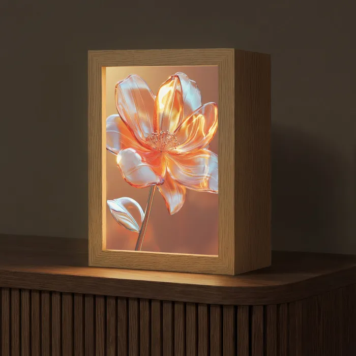 Glazen - Bloem - Zonlicht Light Box met kabel (Tafellamp) klein -z3d_website