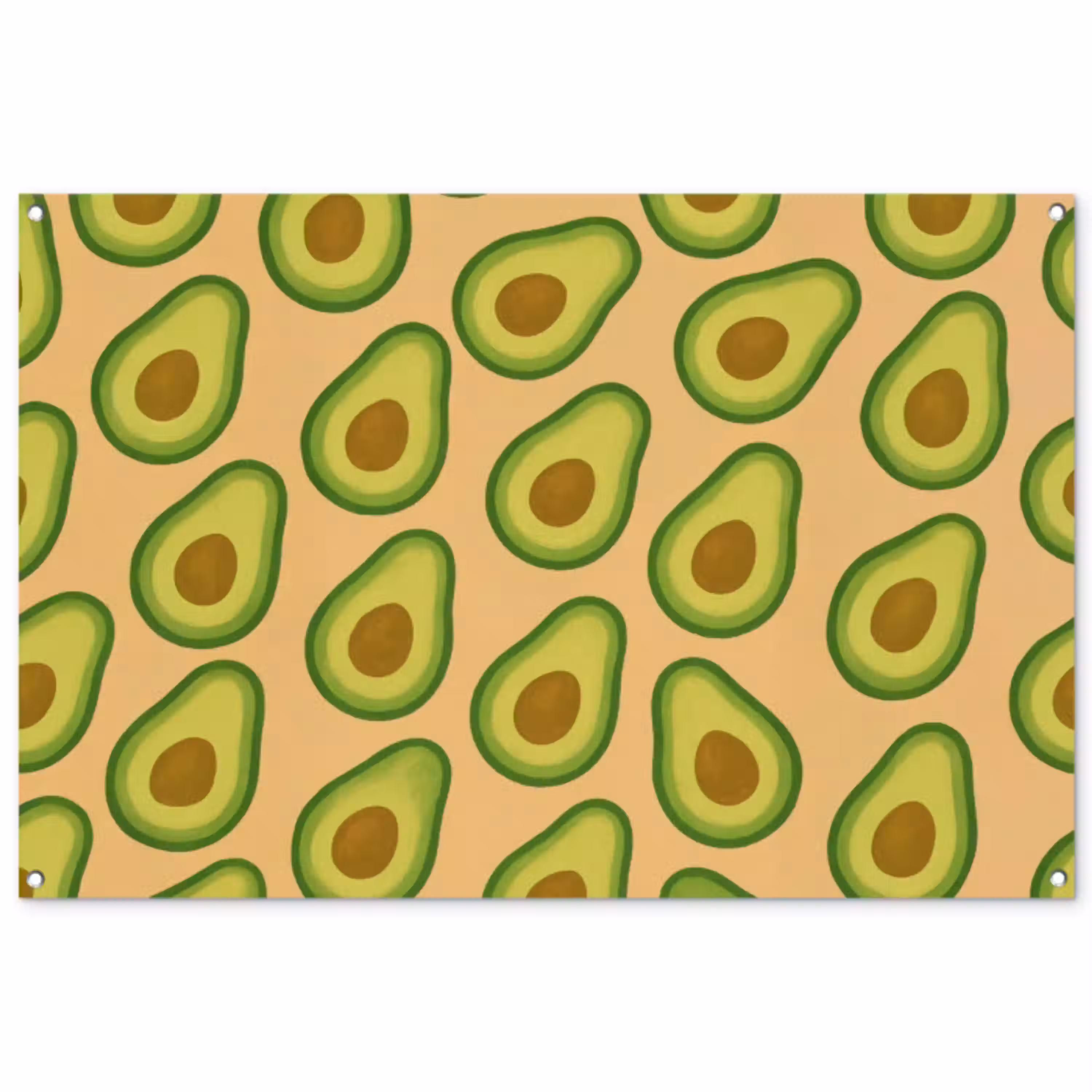 Avocado - Patroon - Groen - Pit tuinposter los doek groot -3d