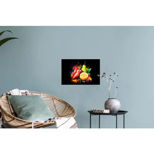 Paprika - Peer - Citroen - Graffiti - Verf - Abstract Muursticker klein -plant