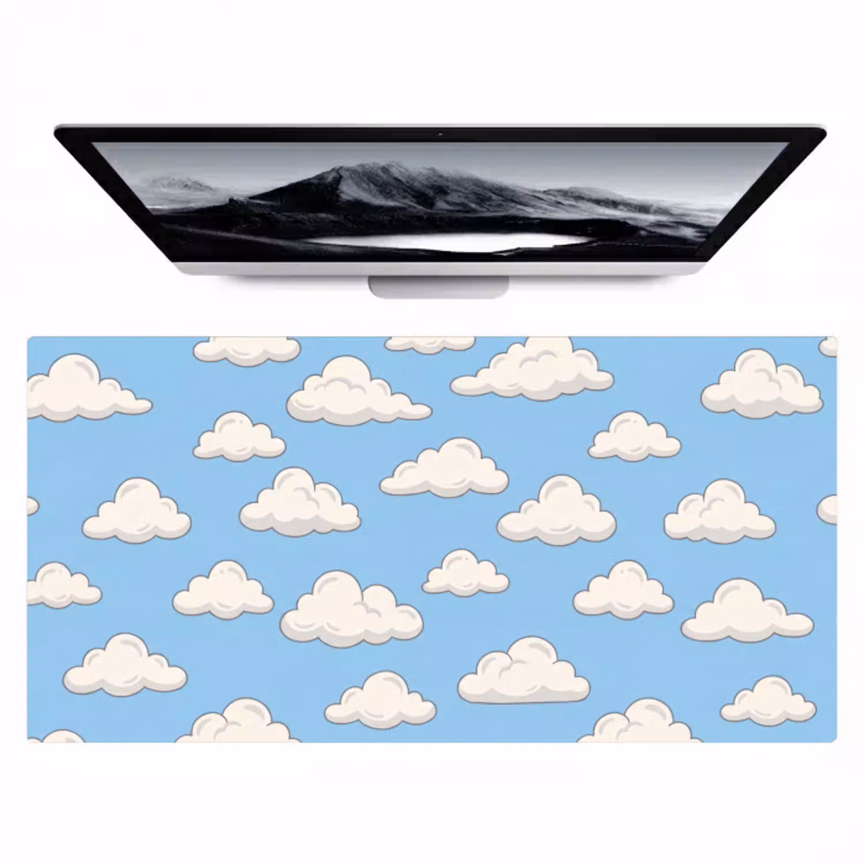 Wolk - Cartoon - Lucht - Blauw - Wit Muismat XXL klein -zzz3d