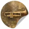 Trompet - Geel - Muzikaal Wandcirkel behangsticker klein -3d