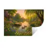 Eenden - Vijver - Bloemen Muursticker klein -3d
