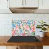 Blauw - Roze - Bloemen keuken achterwand spatscherm klein -sfeer2