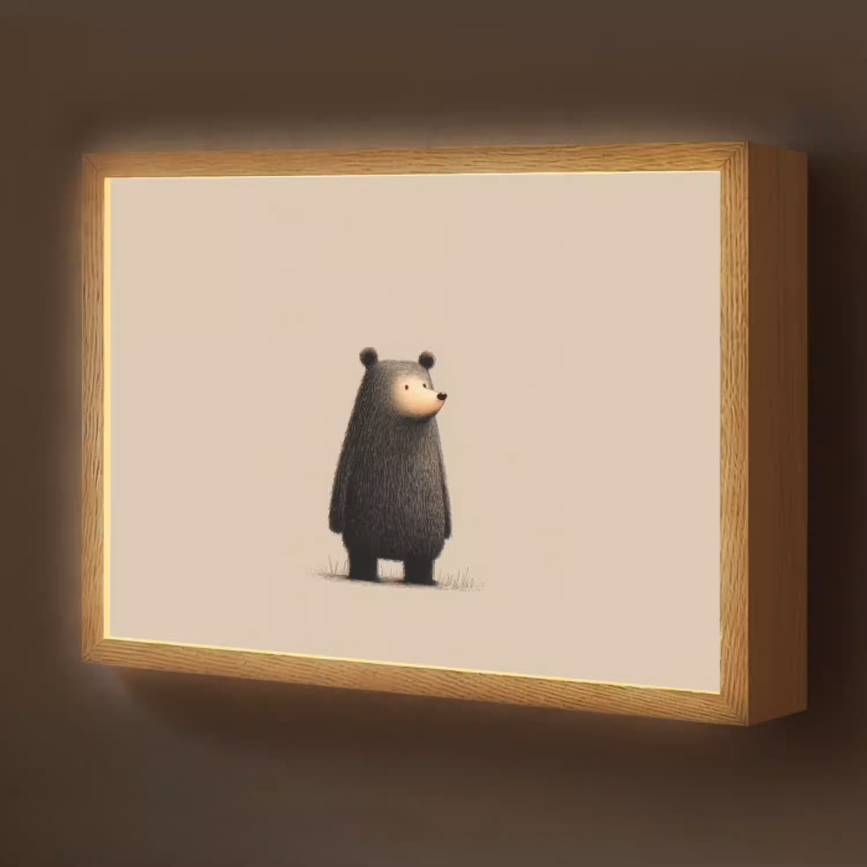 Beer - Donkerbruin - Minimalistisch Light Box met batterij (Wandlamp kind) middel -z3d_website