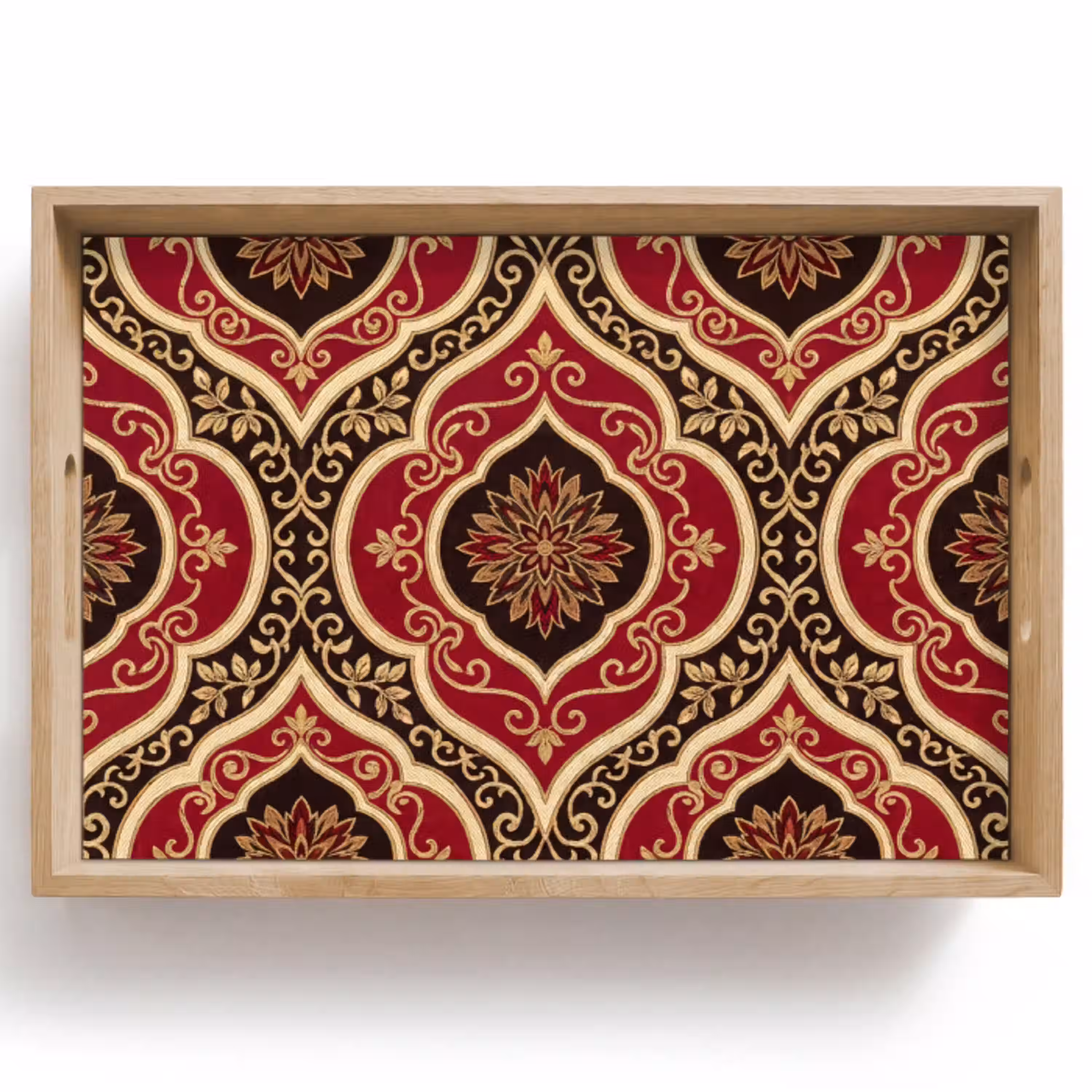 Patroon - Ornament - Barok - Rood - Goud Dienblad Rechthoek middel -z3d_shopping