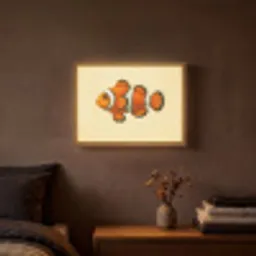 Vis - Oranje - Strepen Light Box met batterij (Wandlamp) middel -sfeer4