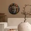 Leeuw - Dieren - Portret - Zwart - Luxe Wandcirkel kunststof plaat 5mm dik klein -sfeer1