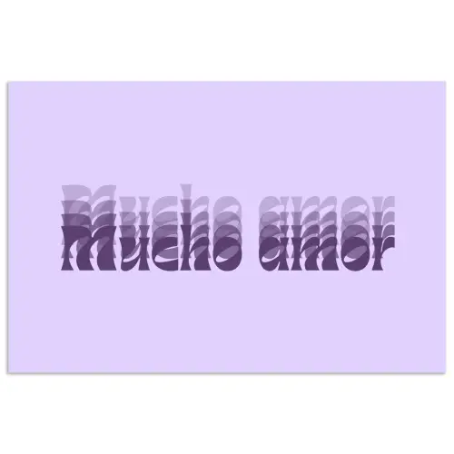 Mucho amor - Paars - Gelaagde letters poster papier klein -3d