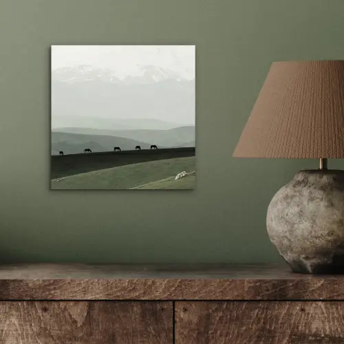 Grijs - Berg - Paarden aluminium wit klein -sfeer2