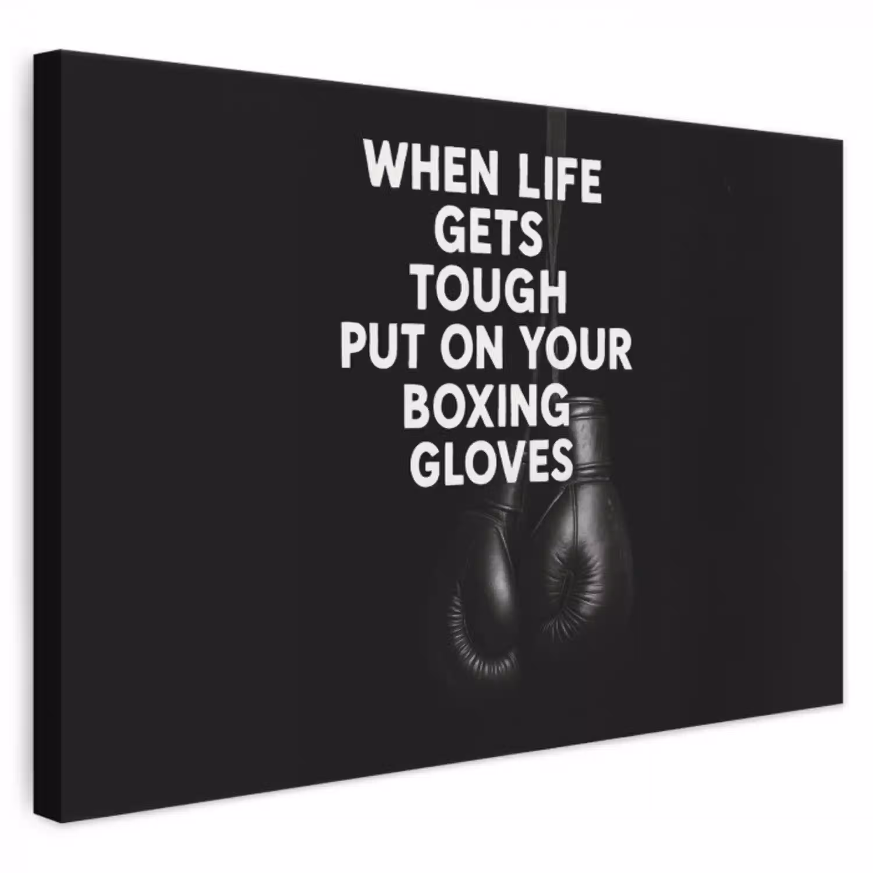 Tekst - Bokshandschoenen - Wit canvas 2cm klein -3d