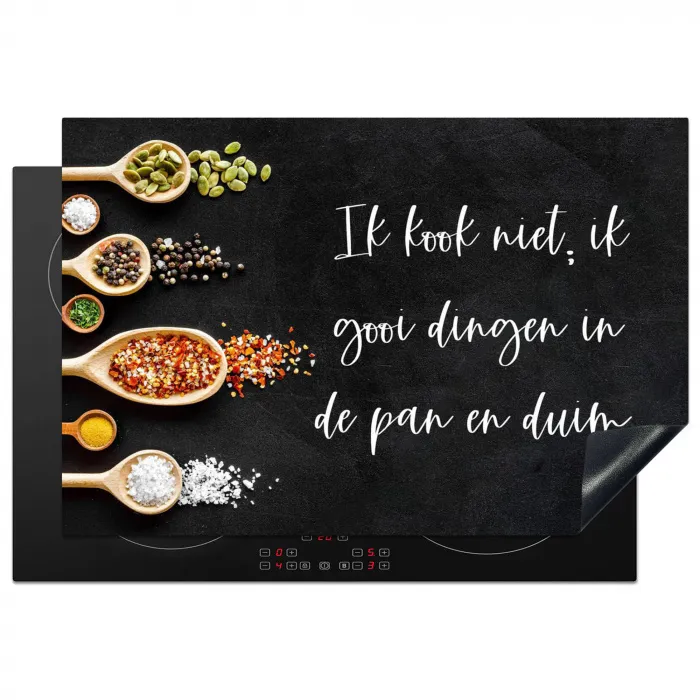 Ik gooi dingen in de pan en duim - Keuken - Quotes - Spreuken - Humor Inductie beschermer vinyl 3mm klein -3d