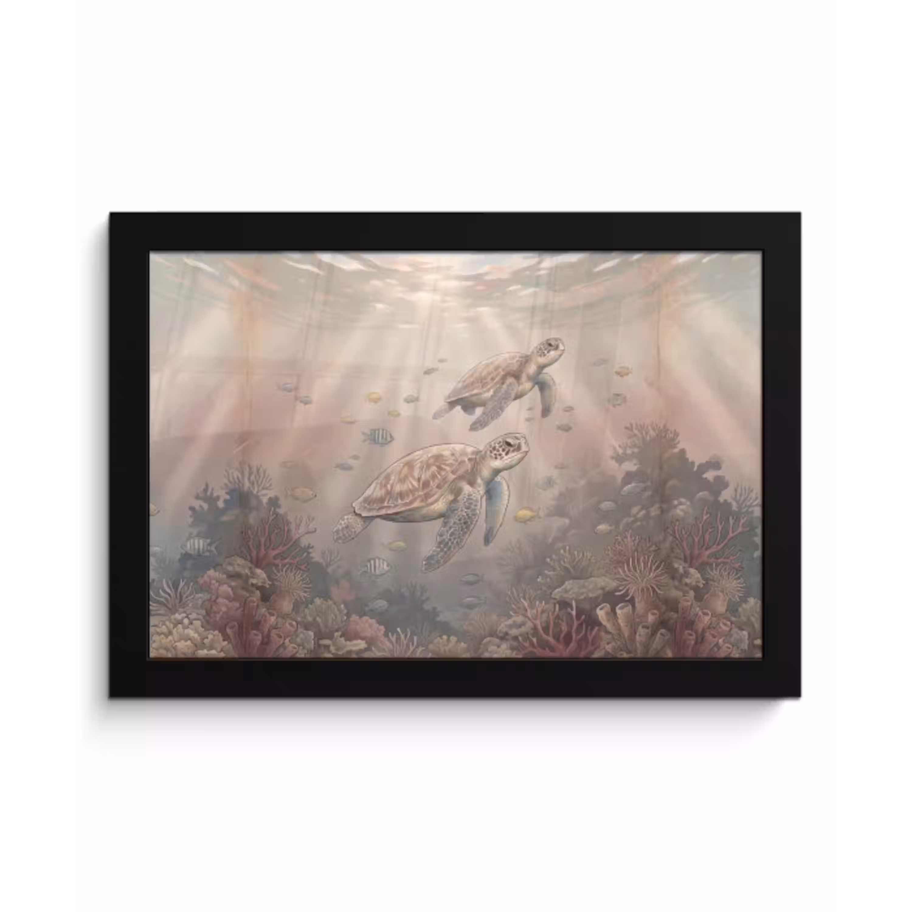 Dier - Onderwater - Oceaan - Illustratie - Zeeleven fotolijst zwart zonder passe partout klein -3d