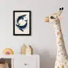 Walvissen - Spetters - Cirkel - Donkerblauw fotolijst zwart zonder passe partout klein -usfeer4_kinderkamer