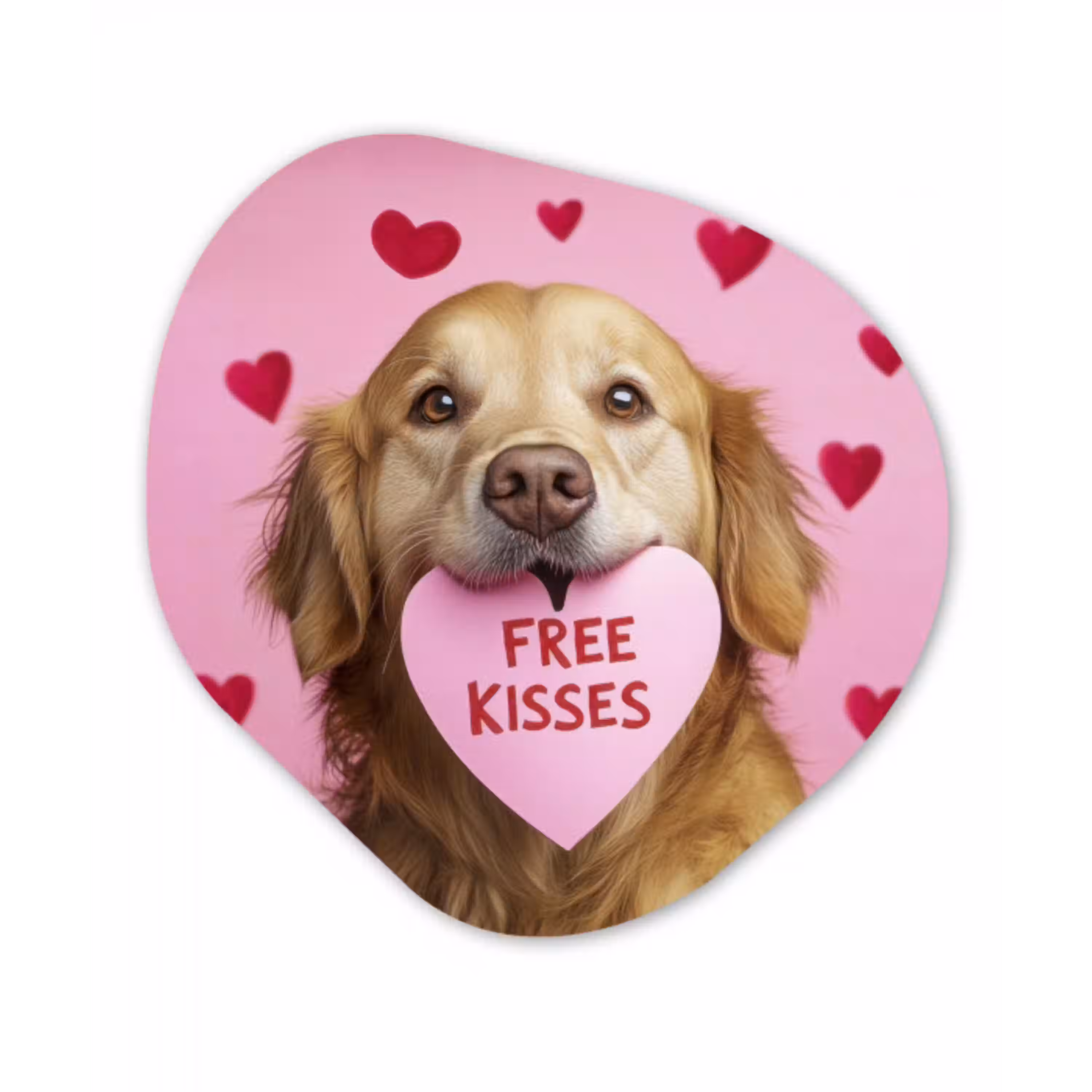 Hond - Kiss- Valentijn - Hartjes Wandcirkel Organisch Plexiglas middel -3d