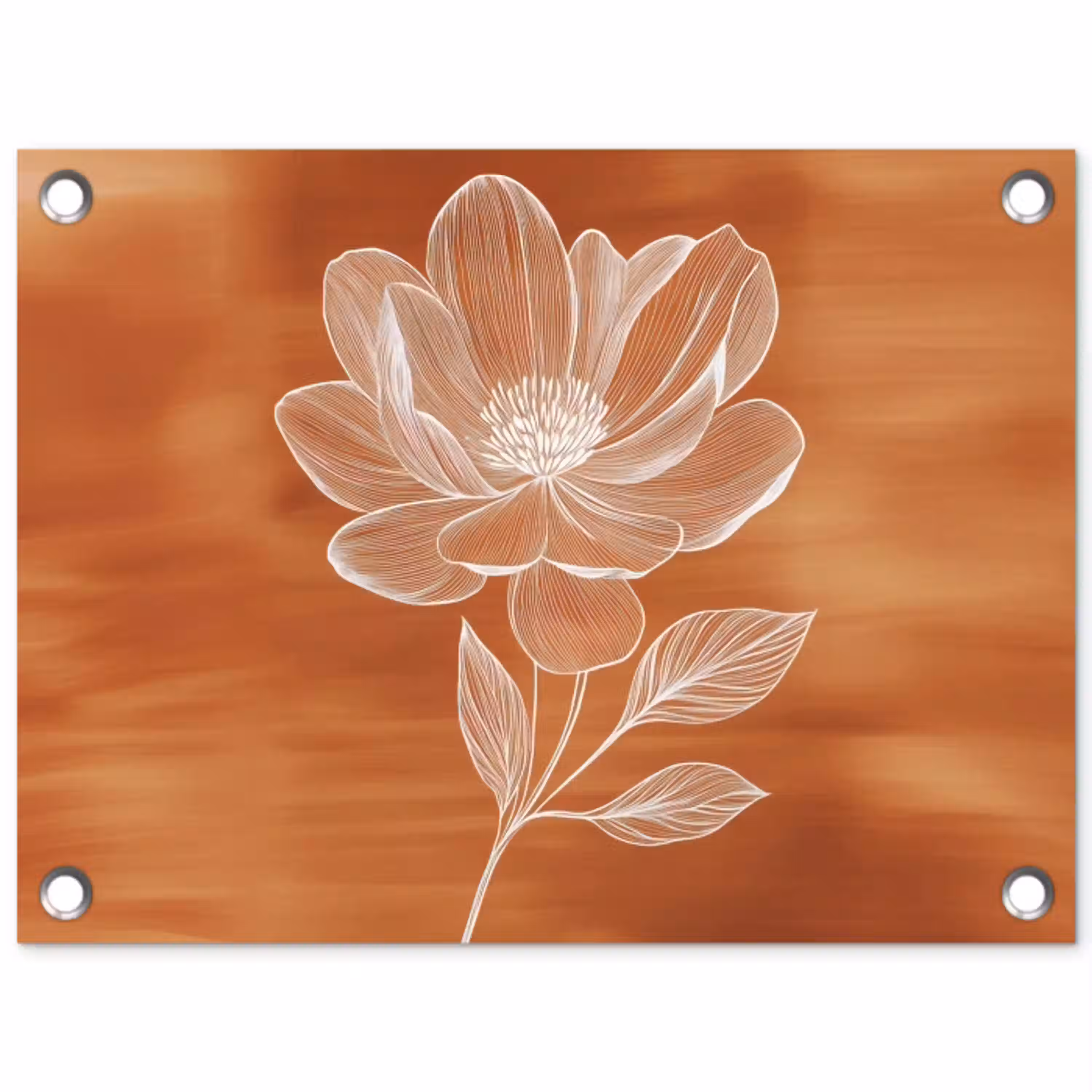 Bloem - Minimalistisch - Wit tuinposter los doek klein -3d