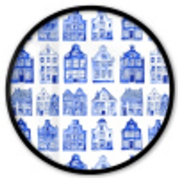 Patroon - Huizen - Blauw Fotolijst rond zonder passe partout klein 856 -3d