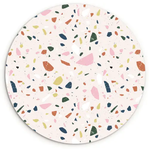 Terrazzo - Patroon - Kleurrijk Wandcirkel kunststof plaat 5mm dik klein 188 -3d