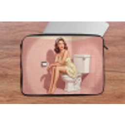 Roze - Retro - Vrouw laptophoes neopreen klein -tafel