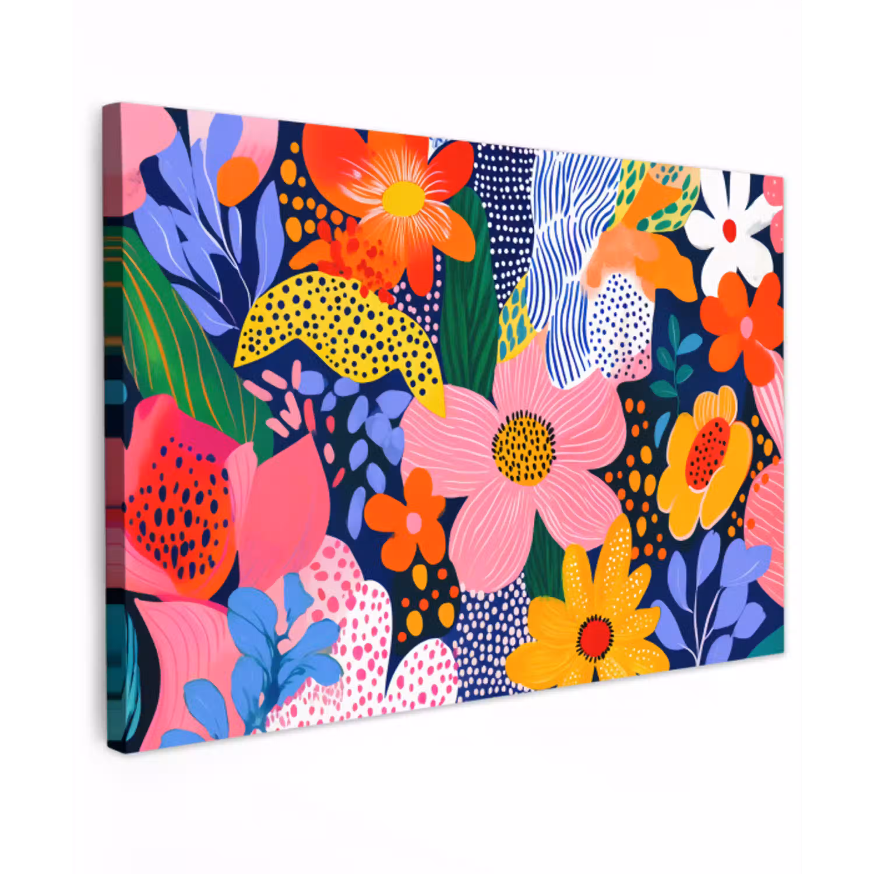 Kleurrijk - Bloemen - Abstract - Stippen canvas 2cm klein -z3d