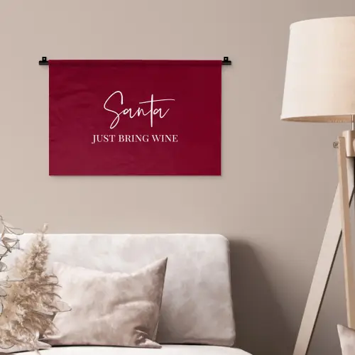 Santa - Wine - Rood - Kerst - Kerstman Wandkleed katoen klein -sfeer4
