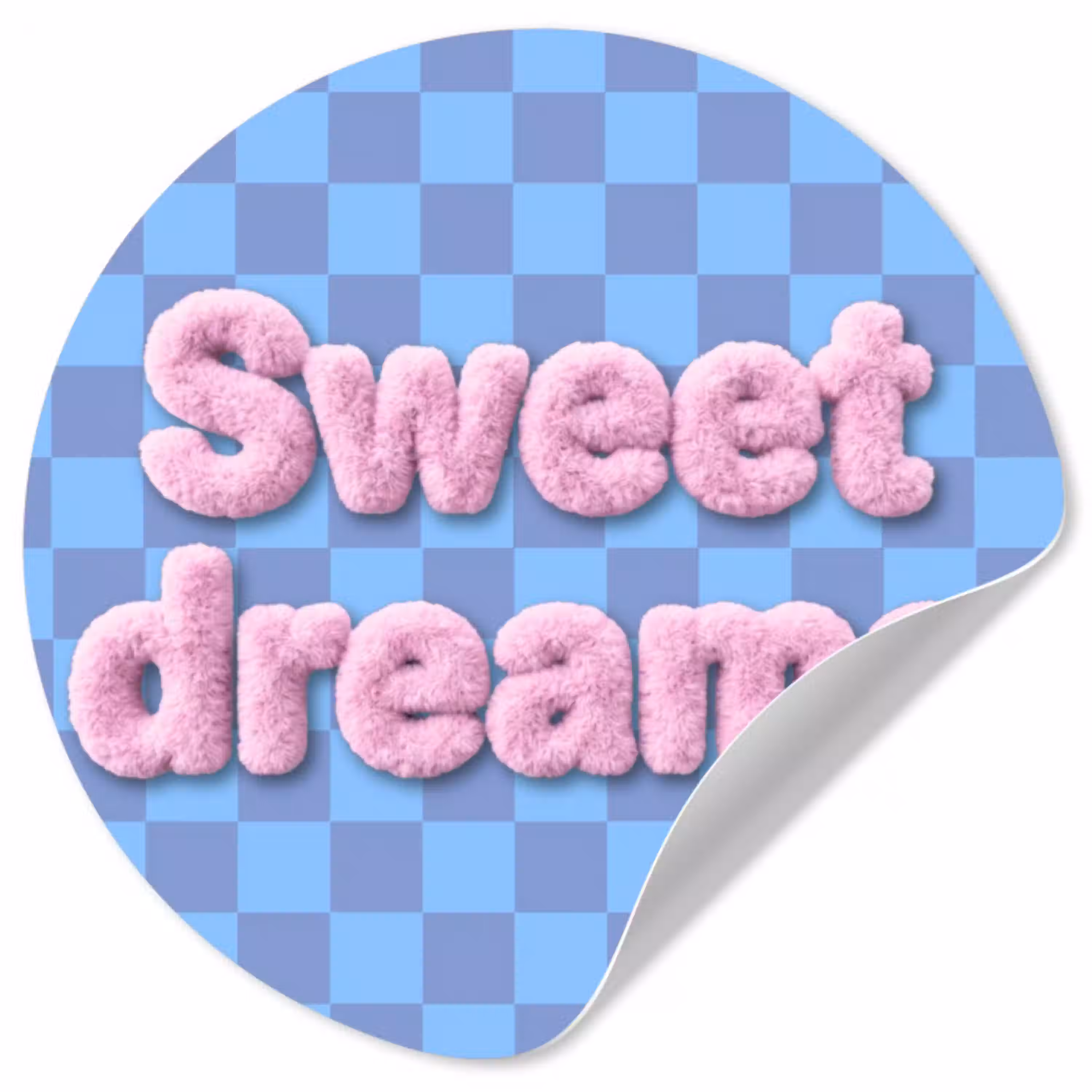Sweet dreams - Vierkanten - Roze - Blauw Wandcirkel behangsticker klein -3d