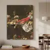 Pronkstilleven - Adriaen van Utrecht - Olieverf Textielframe zwart klein -sfeer2