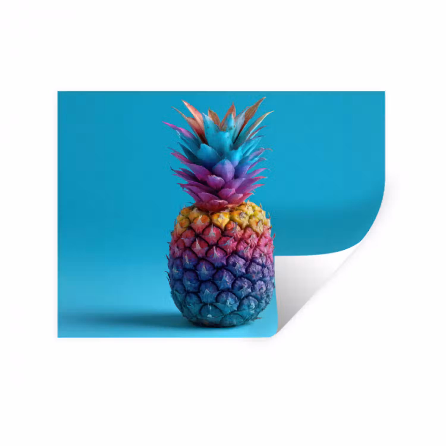 Wandtattoo – Ananas - Regenbogen - Blau - Pop-Art