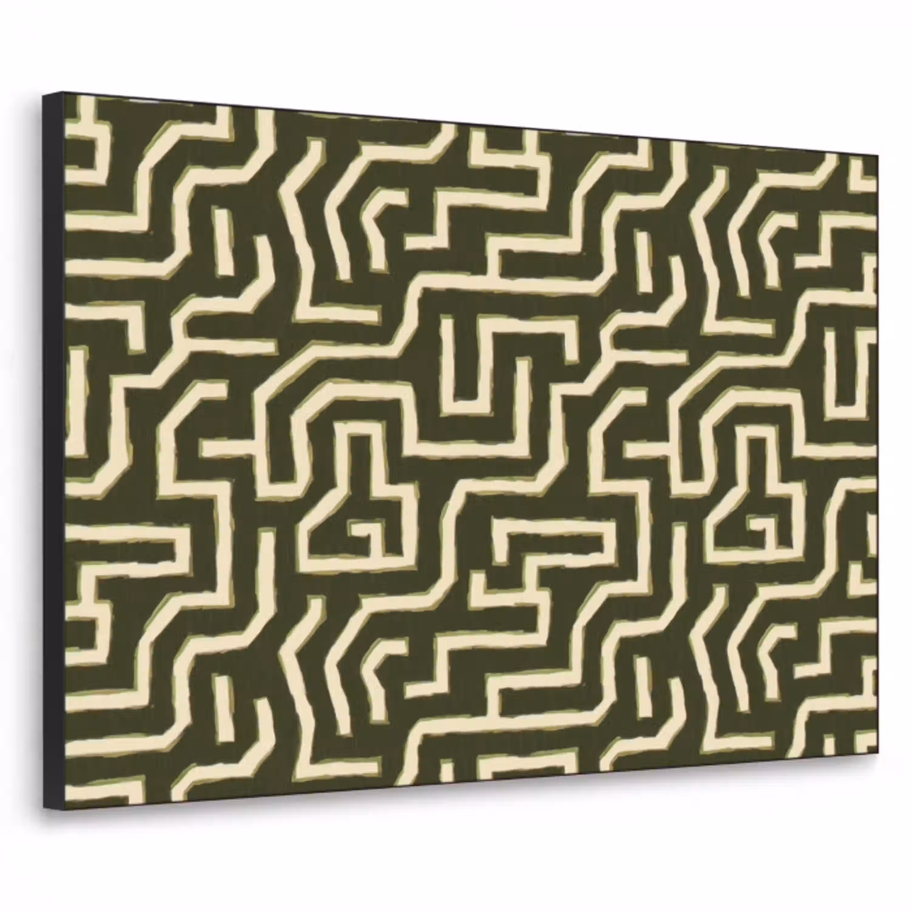 Lijnen - Abstract - Groen Textielframe zwart klein 947 -3d