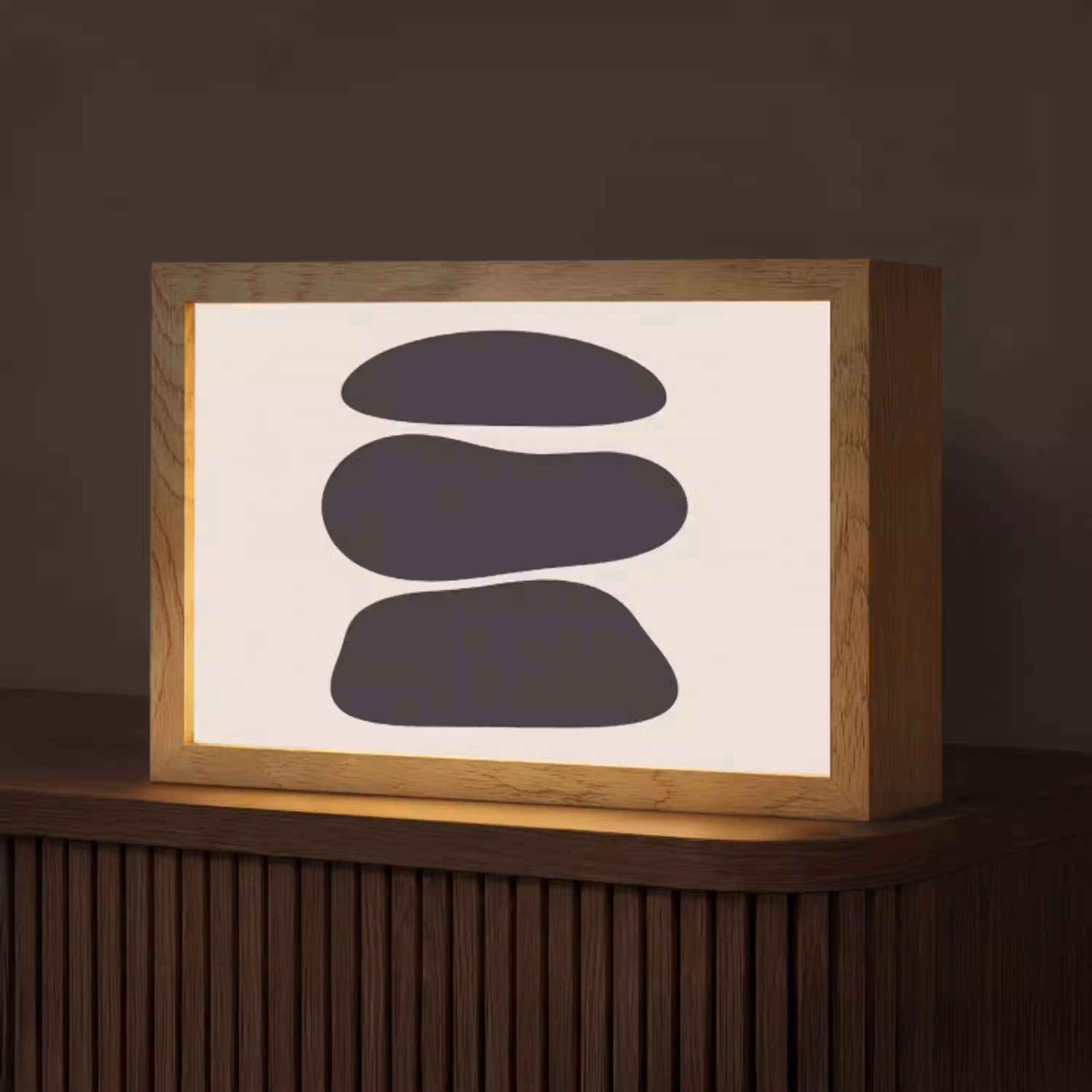 Vormen - Organisch - Zwart Light Box met kabel (Tafellamp) klein -z3d_website