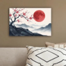 Kersenbloesem - Oosters - Rood canvas 2cm klein -sfeer3