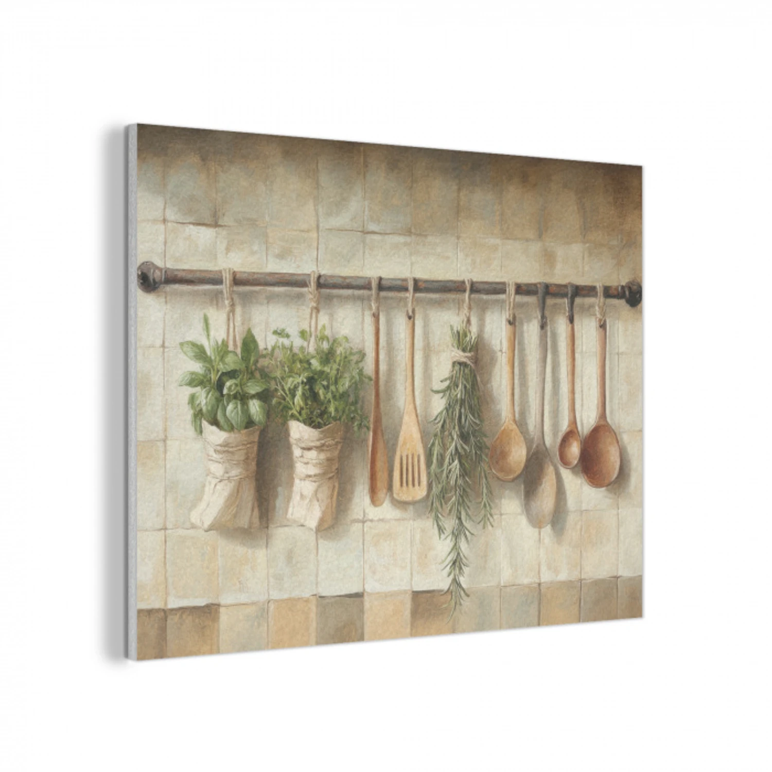 Hout - Keukengerei - Stilleven - Tegels PET vilt klein -3d