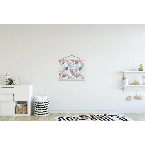 Bladeren - Jungle - Pastel - Tropisch textielposter latten blank klein -kinderkamer