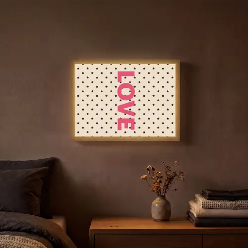 Love - Stippen - Roze Light Box met batterij (Wandlamp) middel -sfeer4
