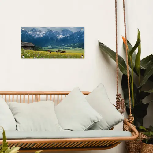 Alpen - Weide - Bergen - Koeien tuinposter los doek klein -sfeer7