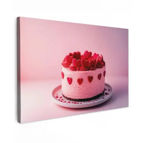 Taart - Hart - Roze Tuinposter op houten frame 2 cm dik klein -3d