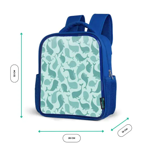 Zee - Dieren - Blauwe vinvis Kinderrugzak - Blauw middel 862 -productfoto_formaten