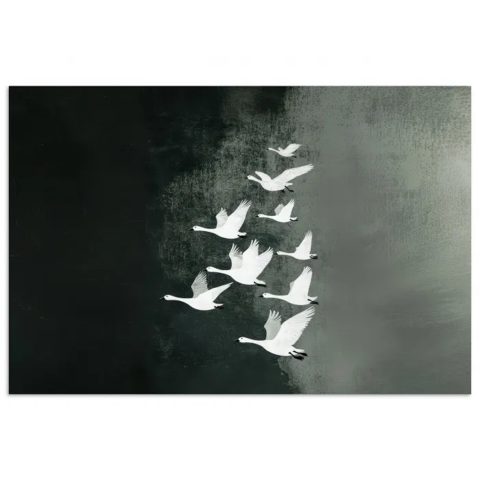Vogel - Japandi - Groen poster papier klein -3d