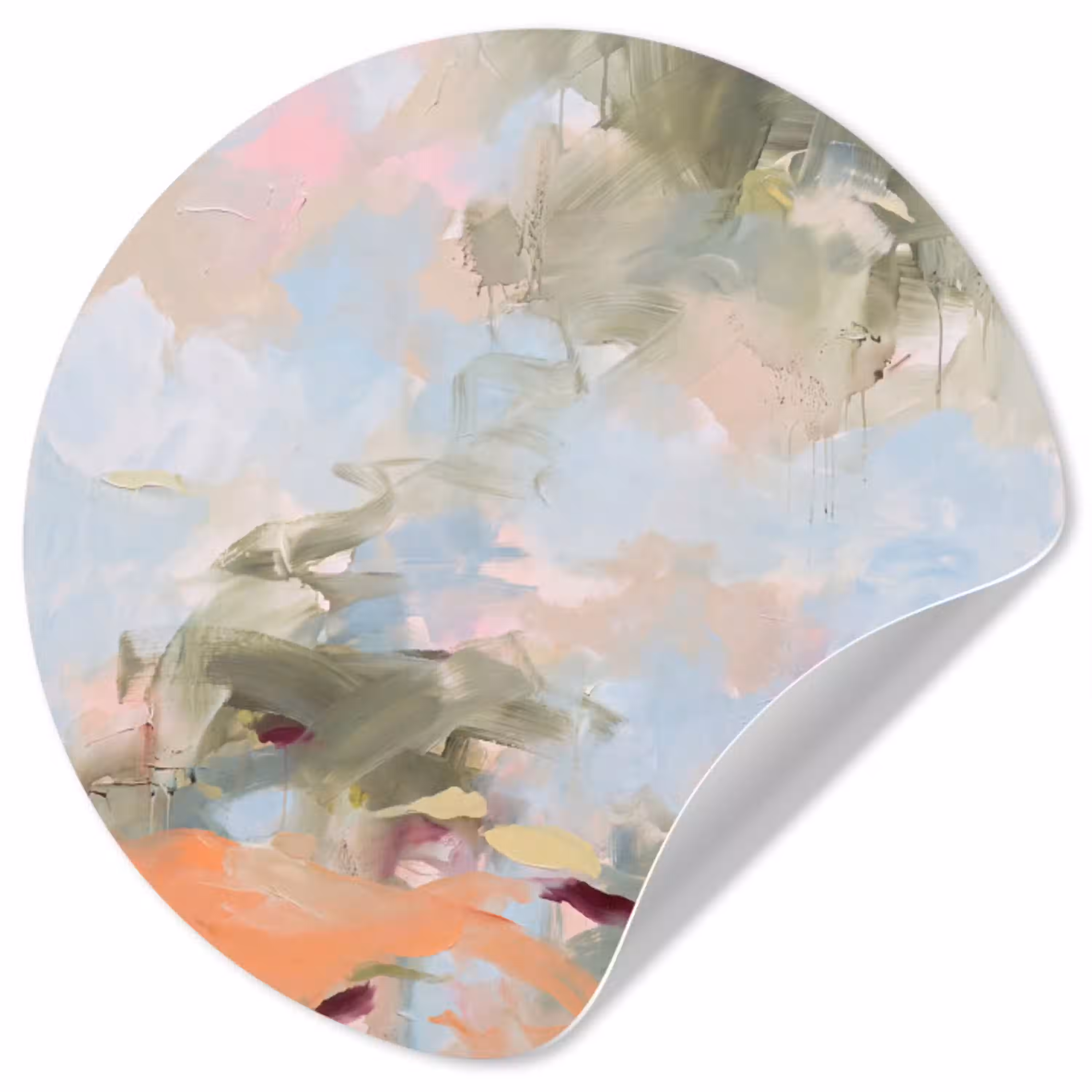 Abstract - Borstelstreken - Kunst - Modern - Pastel Wandcirkel behangsticker klein -3d