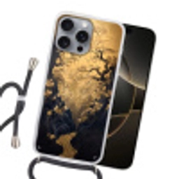 Bloemen - Takken - Goud - Sierlijk Hoesje iPhone 16 Pro Max met koord klein -sfeer1